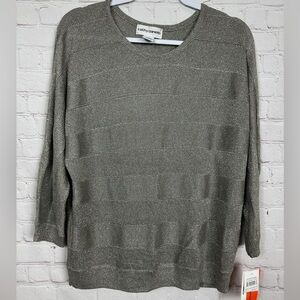 CATHY DANIELS Holiday Bling silver lurex rayon metallic sweater sz‎ M, NWT